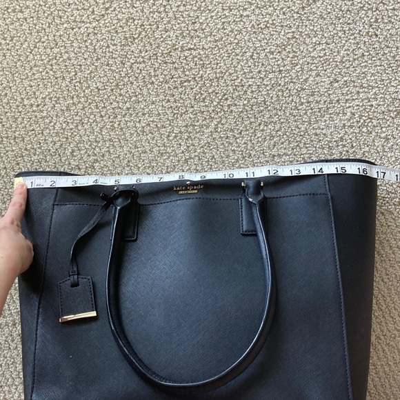 Kate Spade Large Black Tote Bag Multi Compartments Zip Top Closure Laptop EUC - Picture 4 of 12